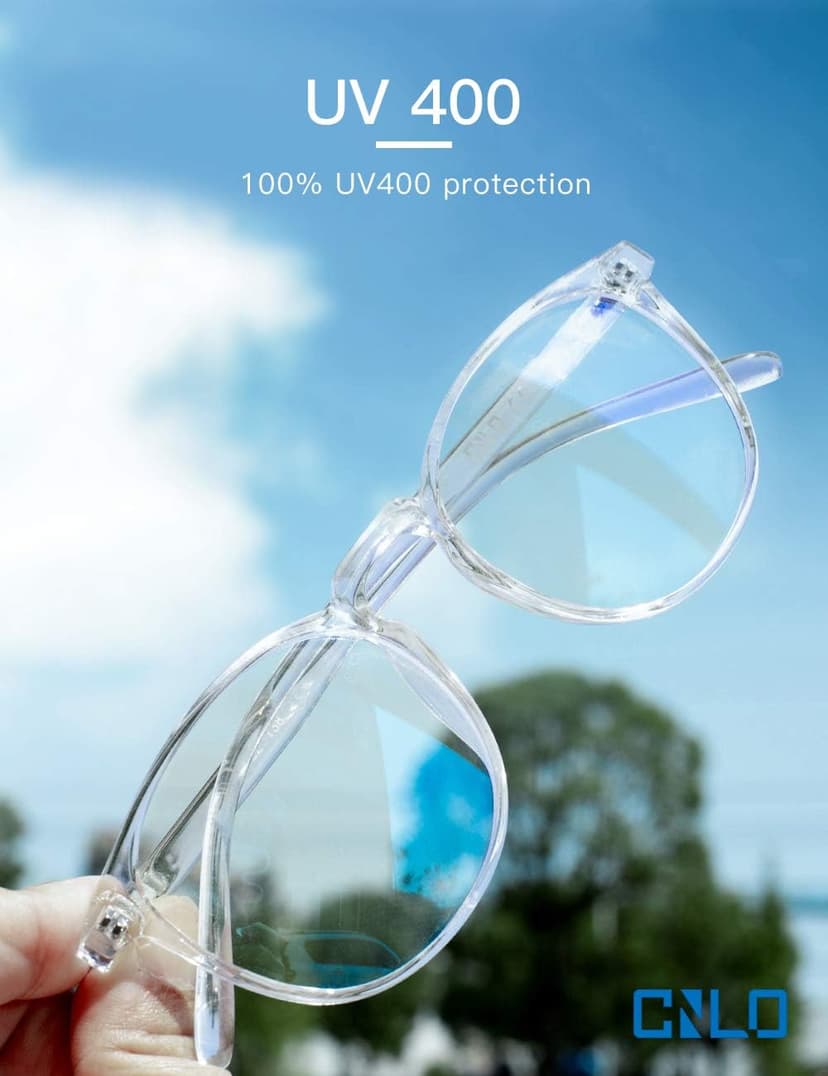 CNLO Blue Light Blocking Glasses,Computer Glasses,Anti Eyestrain, Lightweight Frame Eyeglasses,Men/Women… (Crystal)