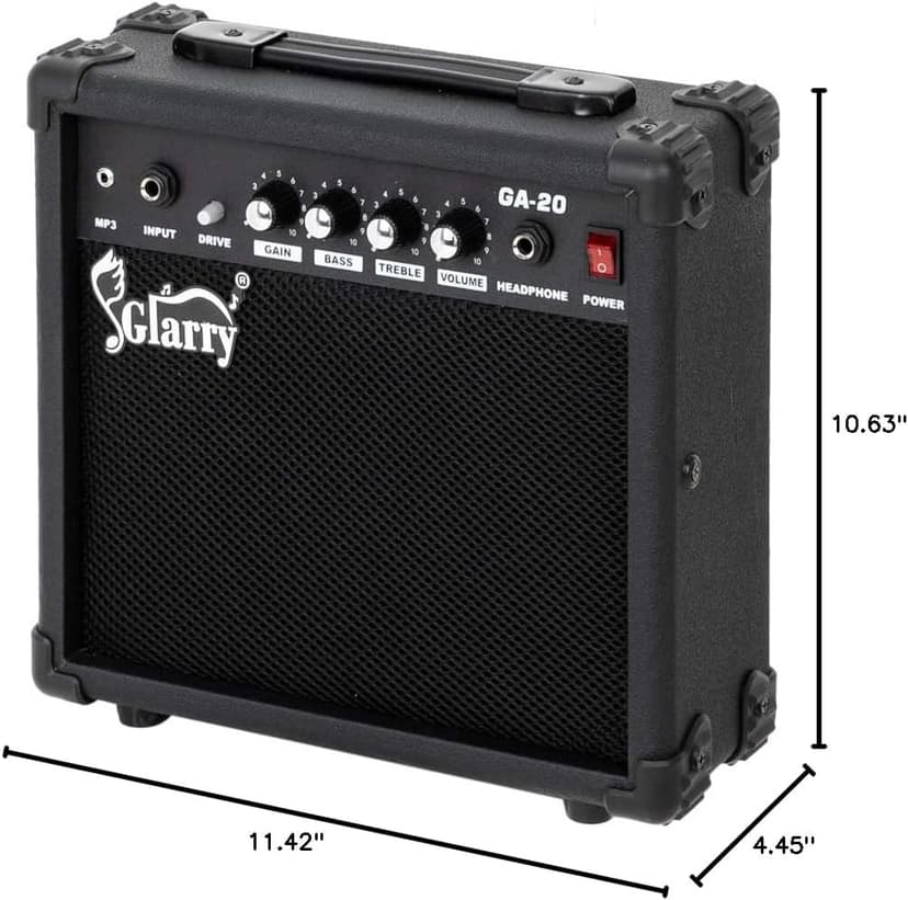 GLARRY Electric Guitar Amp, Portable Guitar Tube Amp with Headphone MP3 Input, 20W Practice Guitar Combo Amplifier Speaker Accessories with Bass, Volume, Treble, and Middle Controls