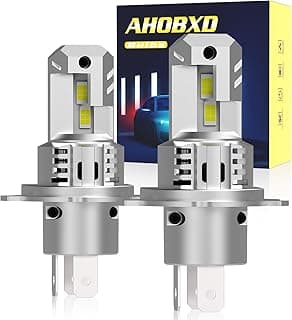 AHOBXD H4 Light Bulbs Hi/Low Beam Super Bright Upgraded 900% 85000LM Brightness 6500K White H4/9003 Bulbs 1:1 Halogen Size Cooling Fan Plug and Play Fog Light Direct Fit Pack of 2