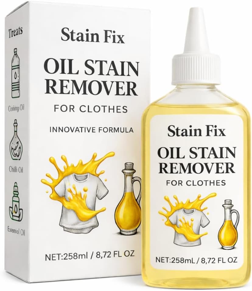 Instant Oil Stain Remover for Clothes (8.72oz) - Fabric Stain Remover For Cooking, Engine, Dried Oil And Grease Stains - Safe for All Fabric Types