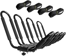 Kayak Roof Rack, 2 Pair J-Bar Roof Rack with 4 Ropes. Heavy Duty Kayak Roof Carrier for Your Canoe SUV and Trucks