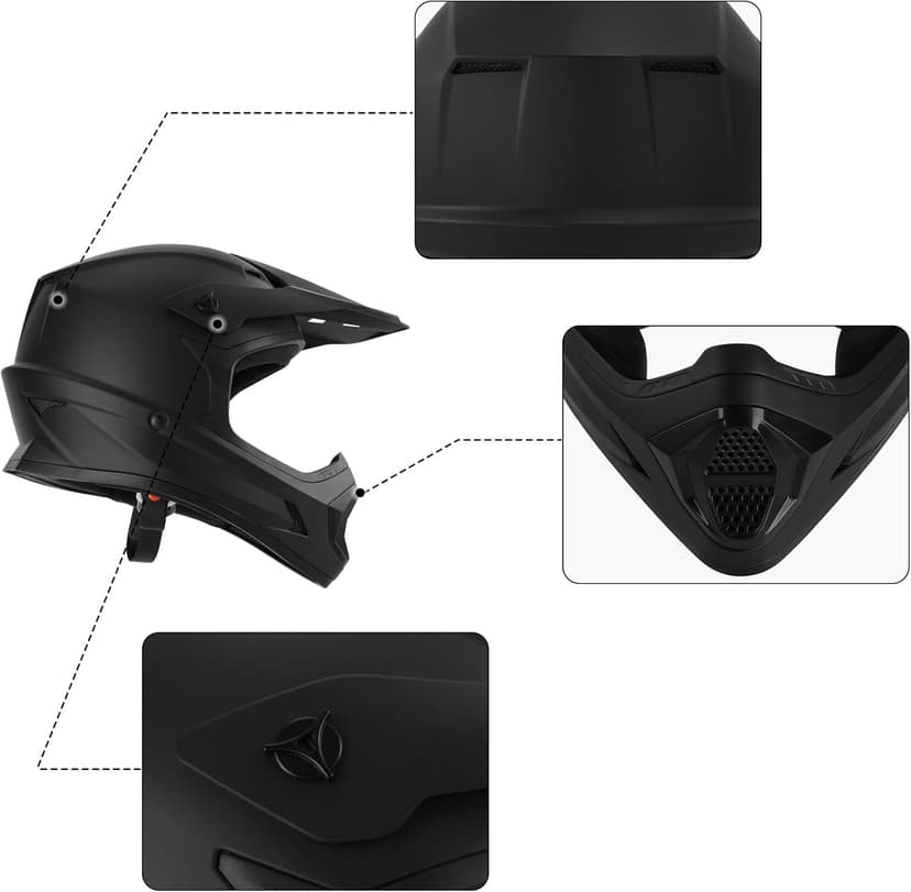 XFMT Kids Dirt Bike Helmet Youth Motorcycle Helmet DOT-Certified Full Face Helmets for Motocross ATV Off-Road Street Bike with Goggles & Gloves, Matte Black Small