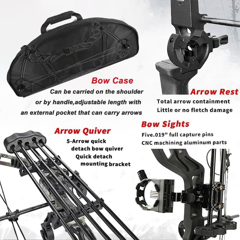 AMEYXGS Archery E8 Compound Bow Set for Adults and Teens RTH Hunting and Target Practice 19”-30” Draw Length,19-70 Lbs Draw Weight,up to IBO 320 fps,Limited Life-time Warranty