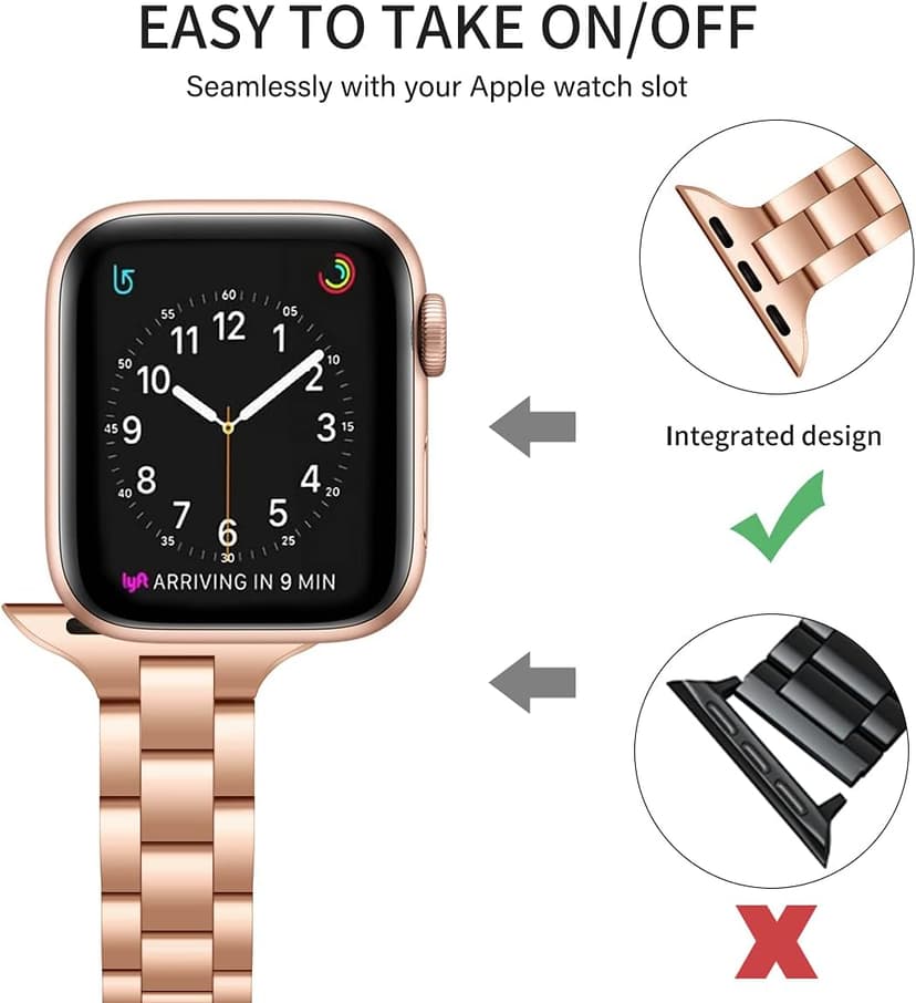 Thin Bands Compatible with Apple Watch 40mm 38mm 41mm 42mm (Series 10 11), Stainless Steel Metal Replacement Adjustable Wristband Strap for iWatch Ultra3/2/1 SE1/2/3 Series 9/8/7/6/5/4/3/2/1 Women