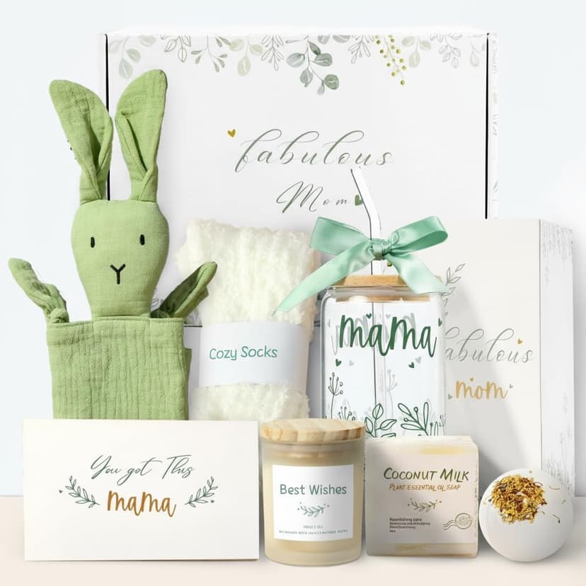 New Mom Gift Basket, Mommy Postpartum Care Package for Expecting & First-Time New Moms, Mom to be, Baby Shower, Gender Reveal & After-Birth Gift Set