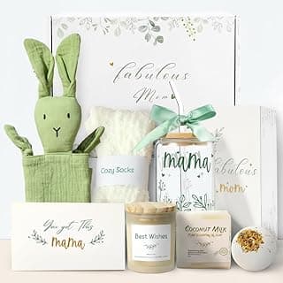 New Mom Gift Basket, Mommy Postpartum Care Package for Expecting & First-Time New Moms, Mom to be, Baby Shower, Gender Reveal & After-Birth Gift Set