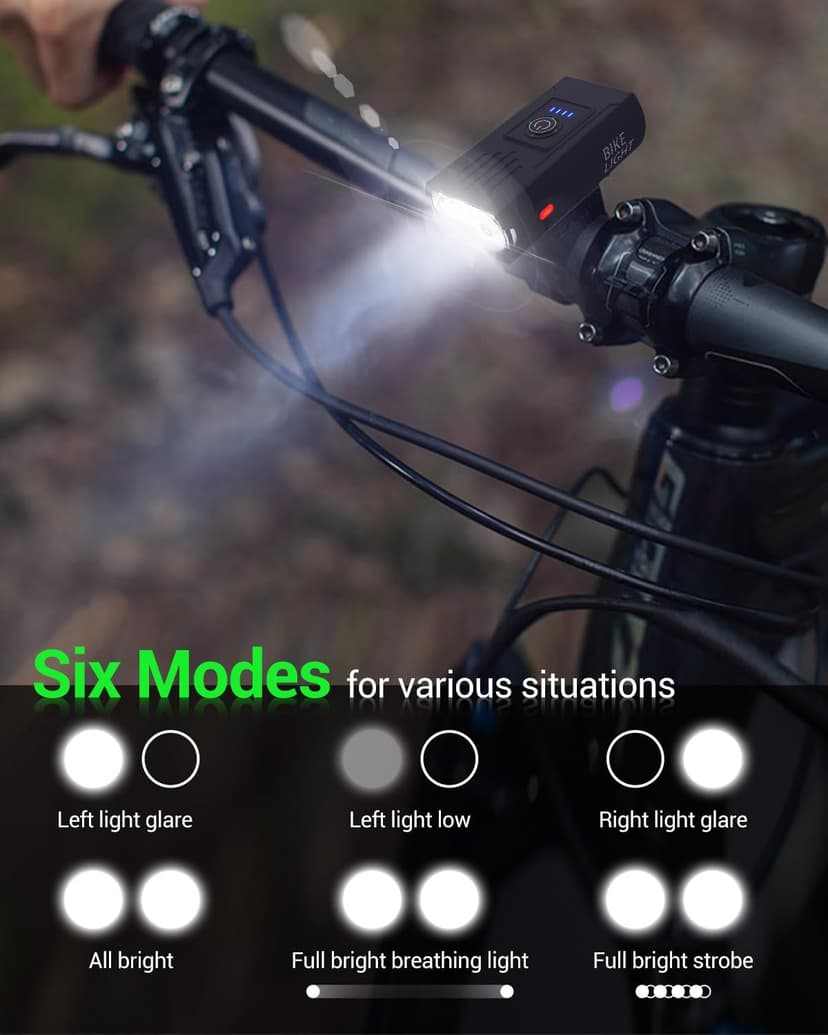 Victoper Bike Light, High Lumens Super Bright Bicycle Lite, 6 Modes USB Rechargeable Bike Headlight Set, Waterproof Safety Bike Frontlight for Road, Mountain, Night Riding B0B4JCX6YN