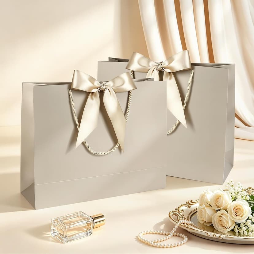 JMANNI Gift Bag, 1PCS Gift Bags Large with Ribbon and 1 Greeting Cards 2 Tissue Paper, Portable Paper Gift Bag with Handles, Birthday Gift Bags,Present Bags for Wedding Party Mothers Day