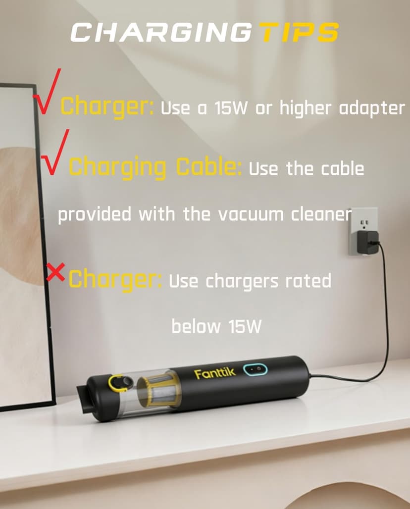 Fanttik Slim V8 APEX Car Vacuum, 4-in-1 Portable Mini Cordless Vacuum with 19000pa Suction Power, Type-C Charge, 2 Suction Modes, Handheld Vacuum for Small Jobs, Car, Office Desk, Keyboards (Black)