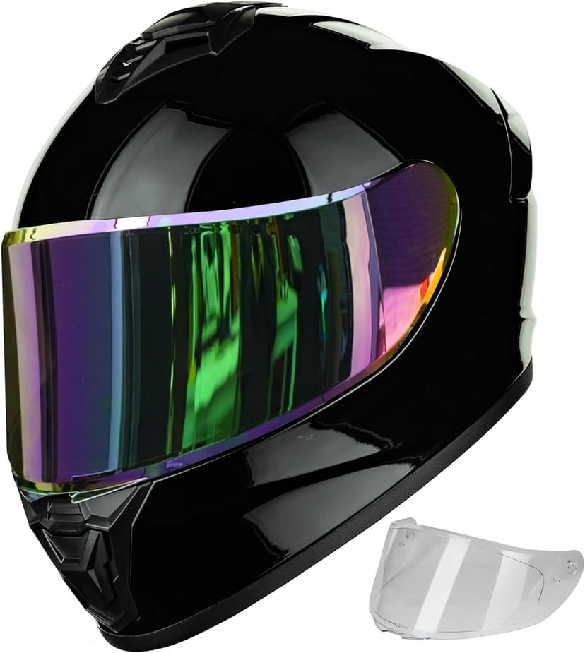 Motorcycle Helmets for Adult Men Women, Full Face Lightweight Street Bike Racing DOT Helmet with Extra Clear Visor Model AU-T801