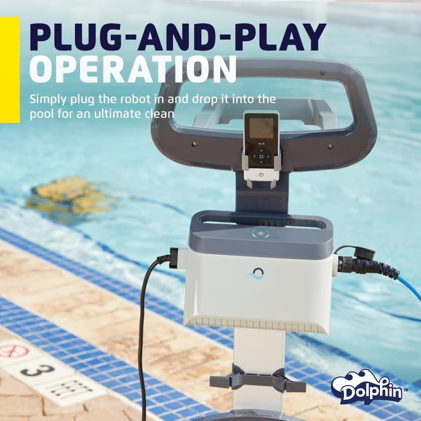 Dolphin Wave 90i Wi-Fi Automatic Robotic Pool Vacuum Cleaner Includes Caddy, Wall Climbing Scrubber Brush, Top Load Filters, Ideal for Commercial Pools up to 78 FT in Length