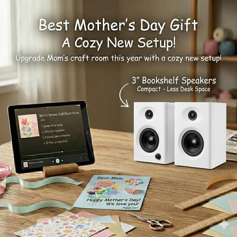 Computer Speakers for Desktop PC, 60W Bluetooth 5.3 Stereo 2.0 System with Bass, Compact Powered Bookshelf Speakers for Office, Monitors, Laptop, Gaming, TV, Gifts (White, Pair)