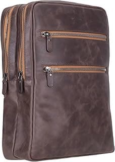 TORONATA Osceola Genuine Leather Laptop Backpack for Men & Women, Handmade Leather Backpack Fits 16 Inch Laptop (Dark Brown)