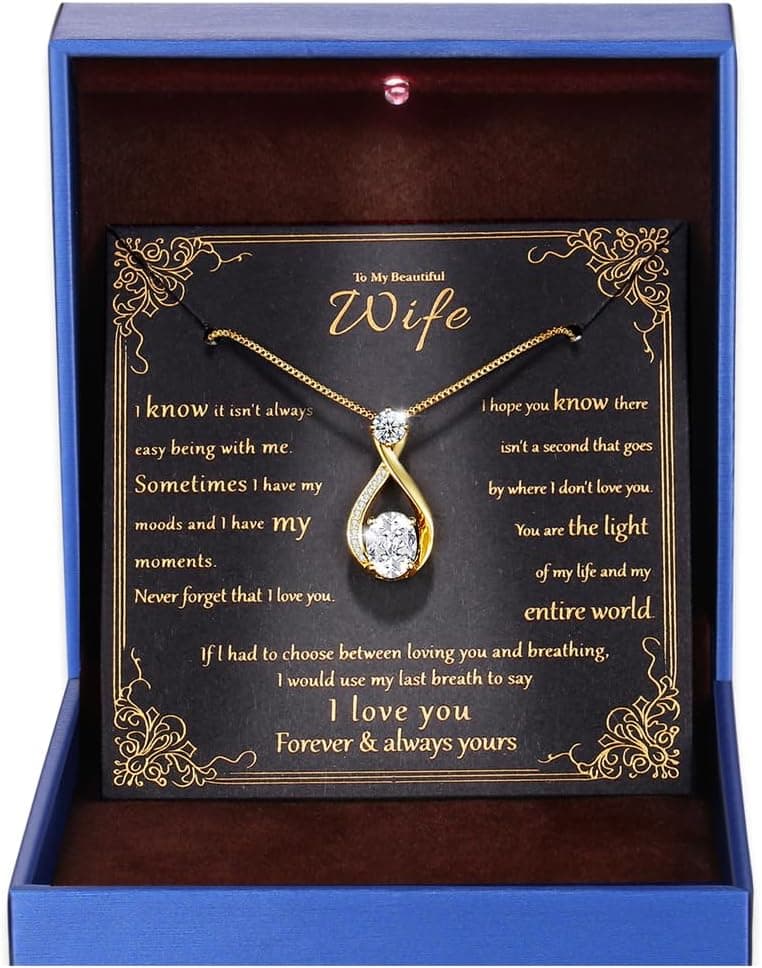 1.5CT Moissanite Infinity Pendant Necklace Anniversary Wedding Gifts for Women Wife Her S925 Sterling Silver 18K White Gold/Gold Filled Jewelry for Birthday Mothers Christmas Valentines Day