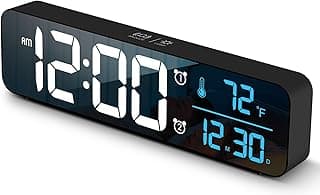 Hournor Digital Clock for Bedroom, Digital Wall Clock for Living Room Decor, Desk Table Clocks, Digital Clock Large Display, Bedroom Smart Alarm Clock for Office Blue
