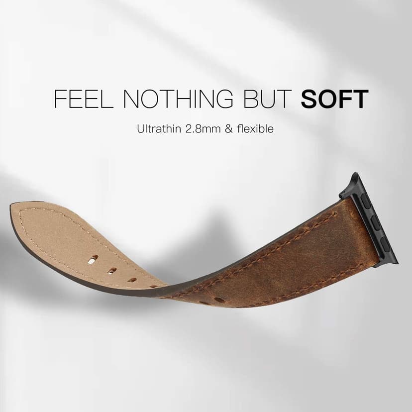 EDIMENS Leather Bands Compatible with Apple Watch 46mm 45mm 44mm 42mm(Series 1 2 3) Band Men Women, Vintage Genuine Leather Wristband Replacement Band Compatible for Apple Watch iwatch Series 10 9 8 7 6 5 4 SE