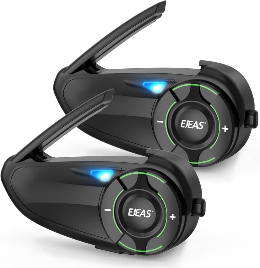 SolaMr Q8 Motorcycle Helmet Bluetooth Headset, 230hours Standby, 6 Riders Mesh Communication Systems with Audio Multitasking, Music Sharing, Noise Cancellation, FM Radio, Loud Interphone -2 Pack