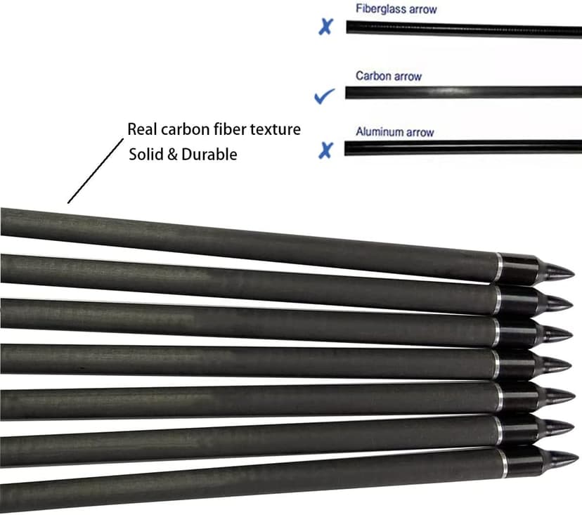 Zhao.Fu 29 Inch Carbon Arrow Practice Hunting Arrows Spine 400 with Removable Tips for Archery Compound & Recurve & Traditional Bow (12 Pcs)