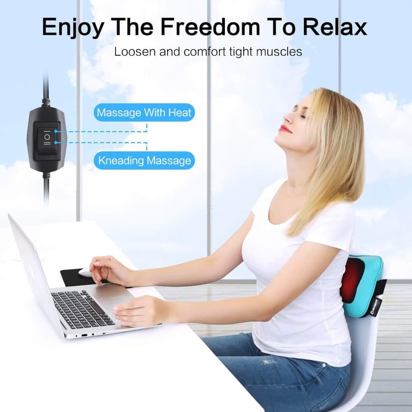 Mo Cuishle Electric Shiatsu Back Massager with Heat - Powerful 3D Kneading for Neck, Shoulder, Lower Back Pain Relief - Ergonomic Design for Home, Office, & Car - Gifts for Women, Men, Mom & Dad