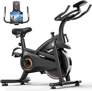 CURSOR FITNESS Exercise Bike, Brake Pad Stationary Bike for Home with Exclusive App, Stationary Bikes for Home with 300 lb Weight, Indoor Cycling Spin Bike Workout Bike with Extra Comfort Seat