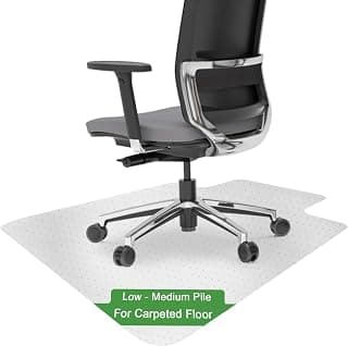 Chair Mat for Carpet- Low Pile (1/4" Thick) Carpet Protector for Office Gaming Computer Desk Chair. Heavy Duty Desk Chair Mat for Carpeted Floors, Semi Transparent