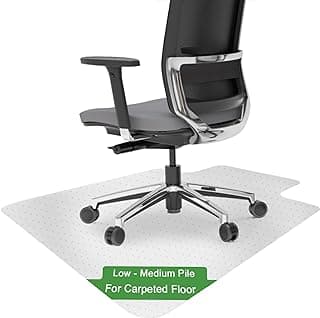 Chair Mat for Carpet- Low Pile (1/4" Thick) Carpet Protector for Office Gaming Computer Desk Chair. Heavy Duty Desk Chair Mat for Carpeted Floors, Semi Transparent