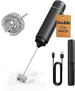 CIRCLE JOY Rechargeable Milk Frother Handheld, Dual Coil Whisk Head Electric Coffee Frother, Portable Hand Frother Wand Drink Mixer for Matcha Lattes Cappuccino, Kitchen Gifts, Black B0DPG6SNV1
