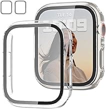2 Pack Case with Tempered Glass Screen Protector for Apple Watch SE(2023) Series 6/5/4/SE 40mm,JZK Slim Guard Bumper Full Coverage Hard PC Protective Cover HD Ultra-Thin Cover for iWatch 40mm,Clear