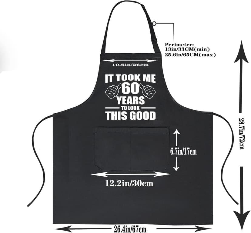 60th birthday gifts for women Men, Funny Chef Aprons with Pockets for 60 year old birthday gift