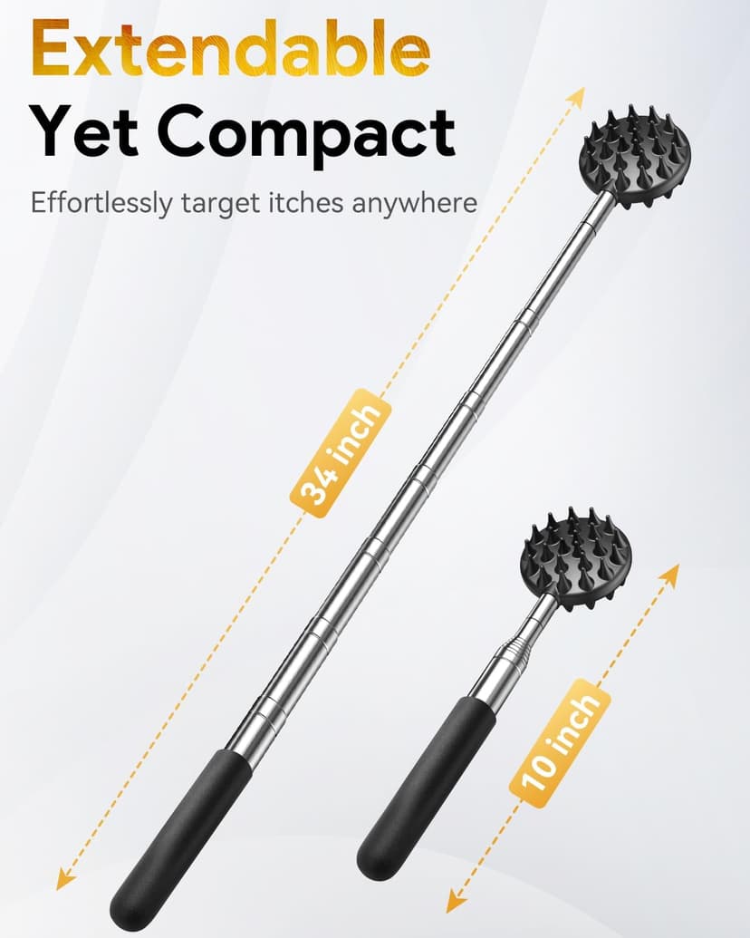 TUKUOS Telescoping Back Scratcher with 4Pcs Detachable Scratching Heads, Fathers Day Dad Gifts for Men Back Scratcher for Men/Dad/Women
