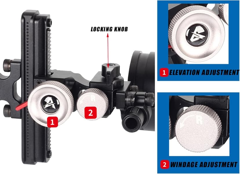 Archery Bow Sight for Compound Bows Target Hunting Single Pin or 5 Pin Bow Sight with 6X 1.75 Scope Lens Long Bar Right Hand for Quicker Sight Acquisition