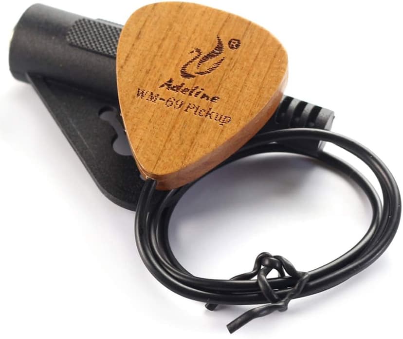 Adeline Ukulele pickup transducer, It's suitable for Classical Acoustic Guitar Violin Viola Banjo Mandolin Ukulele Uke Cello， can "eq" the sound with placement front,side,back etc. (Heart)