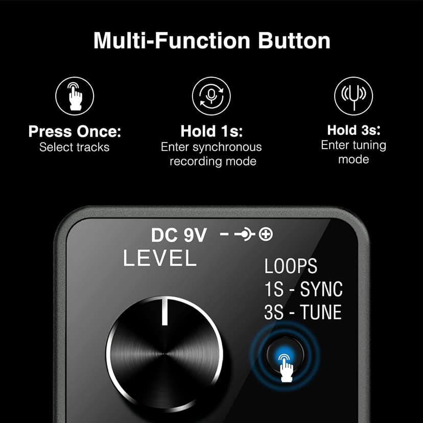 LEKATO Looper Pedal,Guitar Looper Pedal with 9V 0.6A Looper Pedal Power Supply Adapter, Effect Loop Pedal with SYNC & Tuner Function Loop Pedal for Electric Guitar 3 Loops 18 Minutes Record Time