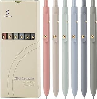 Ddaowanx Gel Pens, 6 Pcs 0.5mm Quick Dry Black Ink Pens Fine Point Smooth Writing Pens, Cute Office School Supplies Gifts for Women