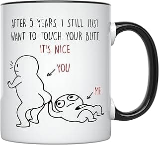 YouNique Designs 5 Year Anniversary Mug, 11 Ounces, Funny 5th Wedding Jubileee Coffee Cup for Her and Him, Fifth Year, 5th Wedding