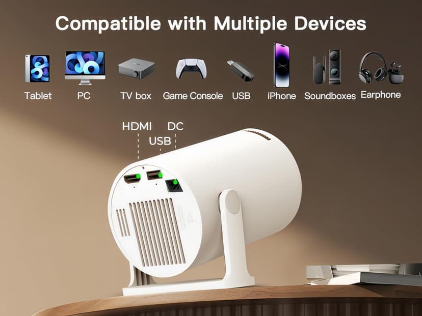 [Built-in Apps & 2026 Upgraded] Mini Projector with Wi-Fi 6 & Bluetooth 5.4, 1080P 4K Support Full HD, Auto Keystone 360° Portable Home Cinema Smart Projector for iOS/Android X1 B0F9XTQKW1