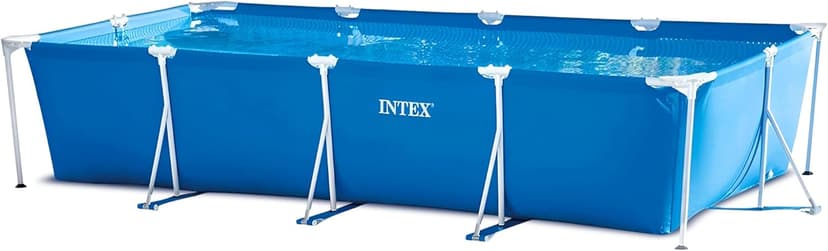 Intex 14.75' x 86" x 33" Rectangular Frame Above Ground Outdoor Backyard Swimming Pool with Flow Control Valve for Quick Draining, Blue - Pool Only