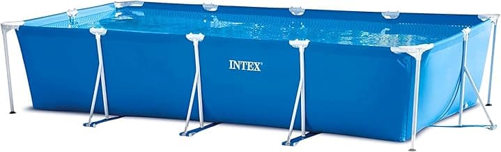 Intex 14.75' x 86" x 33" Rectangular Frame Above Ground Outdoor Backyard Swimming Pool with Flow Control Valve for Quick Draining, Blue - Pool Only