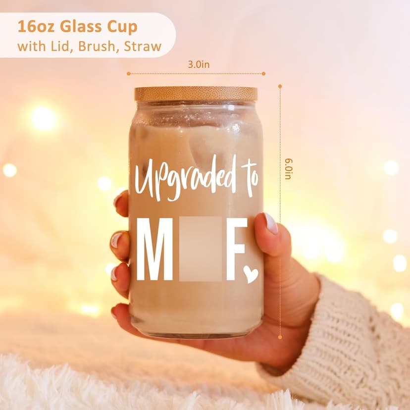Fairy's Gift New Mom 16 oz Glass Cup with Lid Straw, Funny New Mom Gifts for Women, Christmas Birthday, Postpartum, Pregnancy Gifts for Expecting Mommy, Pregnant Women, Mother to Be, First Time Mommy