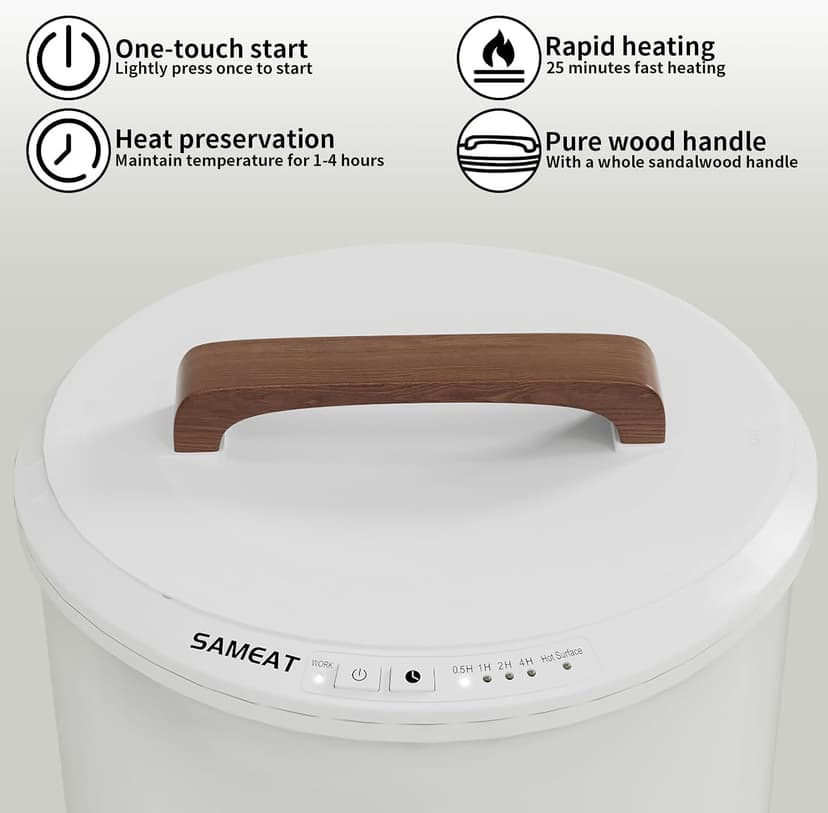 SAMEAT Heated Towel Warmers for Bathroom - Large Towel Warmer Bucket, Wood Handle, Auto Shut Off, Fits Up to Two 40"X70" Oversized Towels, White B0C7KQTXV1