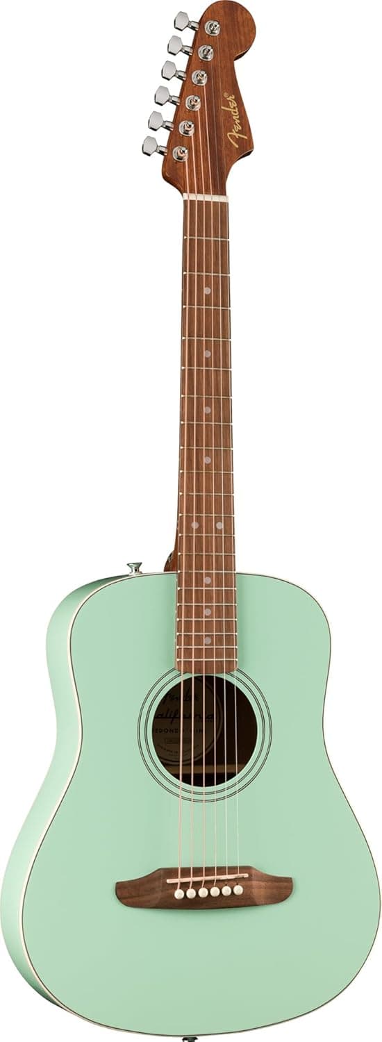 Fender California Standard Redondo Mini Acoustic Guitar - Surf Green Bundle with Gig Bag, Tuner, Strap, Strings, Picks, and Austin Bazaar Instructional DVD