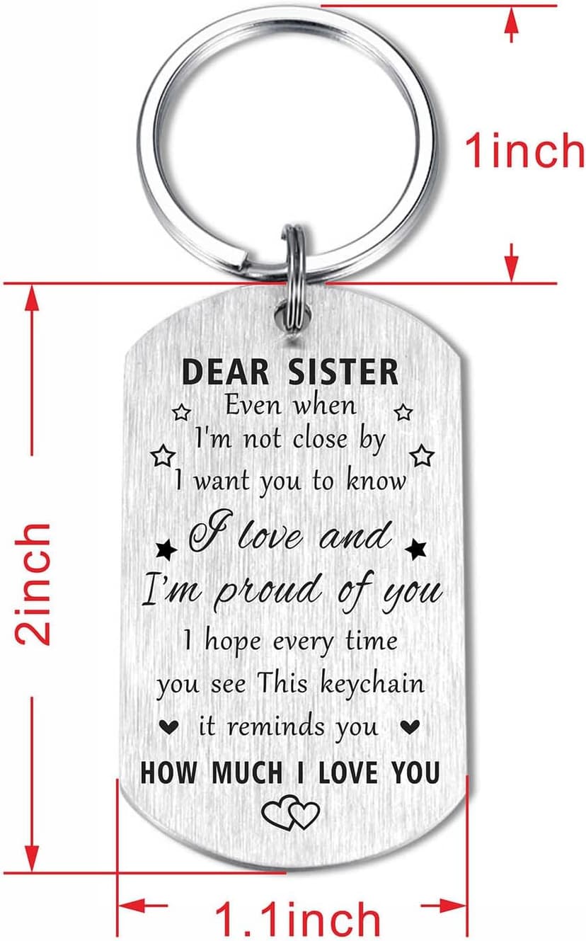 Resdink Sister Gifts for Girl Women - I Love My Sister Mothers Day Birthday Graduation Keychain, Proud of Best Sisters Present