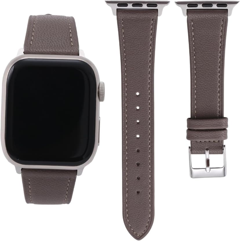 Thin Soft Goatskin Women Leather Bands Compatible With Apple Watch Band 49mm 46mm 45mm 44mm 42mm 41mm 40mm 38mm, Premium Lightweight Slim Leather Straps for iWatch Ultra SE 11 10 9 8 7 6 5 4 3 2 1