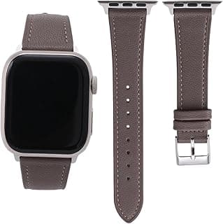 Thin Soft Goatskin Women Leather Bands Compatible With Apple Watch Band 49mm 46mm 45mm 44mm 42mm 41mm 40mm 38mm, Premium Lightweight Slim Leather Straps for iWatch Ultra SE 11 10 9 8 7 6 5 4 3 2 1