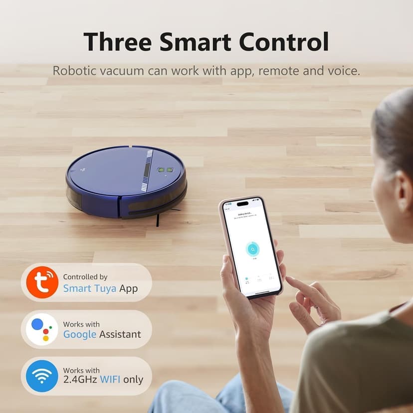 XIEBro Life Robot Vacuum and Mop Combo, Vacuum Robot 2 in 1 with WiFi/App/Voice, Schedule, Water Tank and Dustbin, Self-Charging, Slim, Ideal for Hard Floor, Pet Hair, Carpet