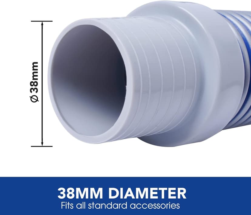 POOLWHALE Professional Swimming Pool Vacuum Cleaner Hose -1.5” 8 Piece Hoses, Perfect Vacuum Extension/Replacement - Compatible with all Major Automatic Pool Cleaners
