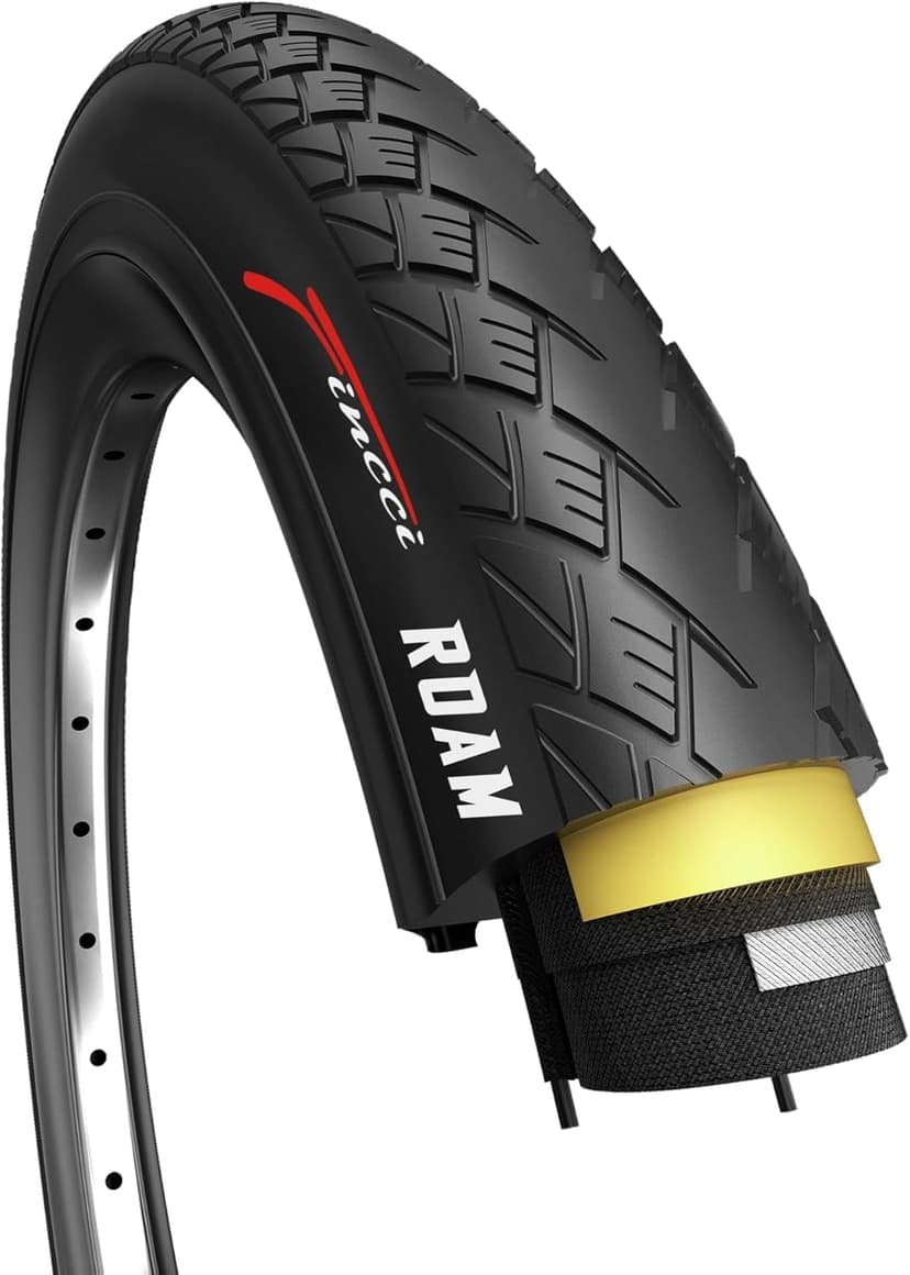 Fincci City 700x35c Bike Tire - Foldable 700c Tires, 37-622 with 1 mm Puncture Proof Resistant - Black Kevlar Road Bike Tire 28 inch for Touring, Hybrid, Electric Bicycles - 700c Wheelset