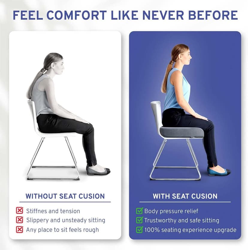 ComfySure Seat Cushion Extra Large - Firm Memory Foam Chair Pad for Recliner, Wheelchair, Office Chair, Stadium, Bleacher, Car, Floor, Patio Furniture, Bariatric Overweight Users 19”x17”x3”