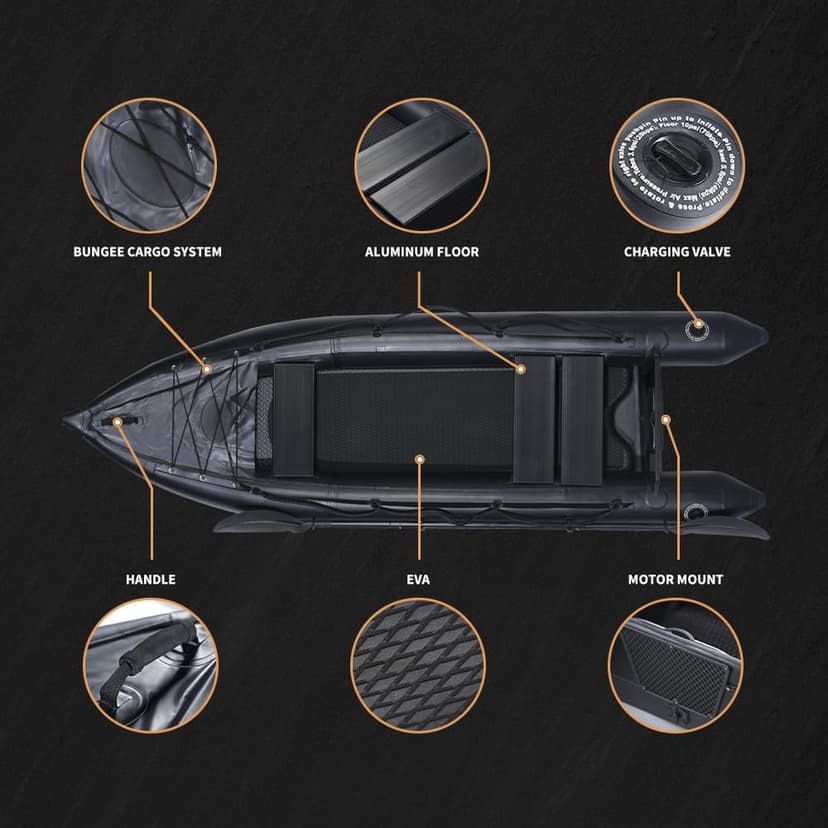 2 Person Inflatable Kayak Fishing PVC Kayak The Dimension 130'' *43'*11.8'' Inflatable Kayak Rescue Rubber Rowing Kayak with Pump Aluminum Alloy Seat Paddle Inflatable Mat, Repair Kit, Fin