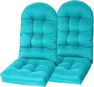 Yddsky Adirondack Chair Cushion, Rocking Cushions 44x19.4x4 inch, High Back Patio Recliner Cushion of Upper and Lower with Ties, Sunscreen and Fade-Resistant Turquoise,2